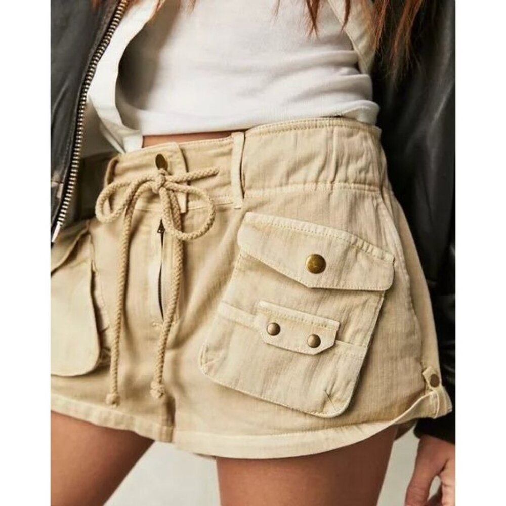 Beige Utility Drawstring Women’s Shorts